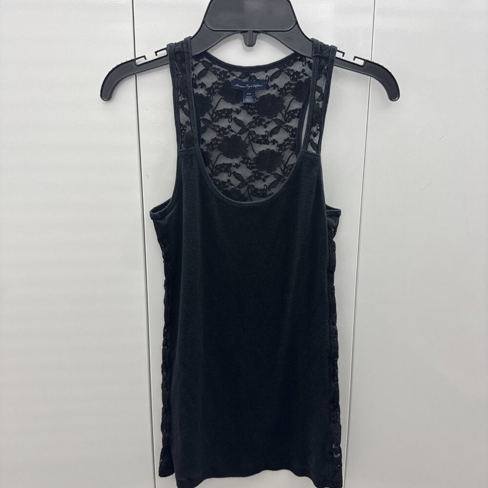 American Eagle Outfitters Women’s Black Racerback Full Lace Back Tank Size Small